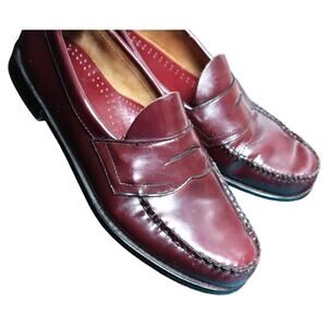 G.H. Bass Weejuns Penny Loafers Men 10.5 D Burgundy Maroon Leather Logan Dress